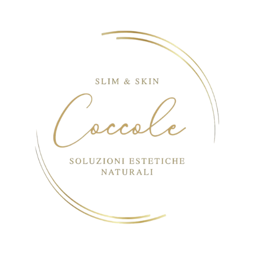 Logo Coccole Slim&Skin oro su sfondo bianco